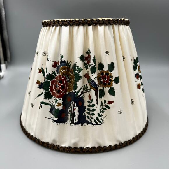 Vintage “by Delft” Pleated Fabric Lampshade –  Cottagecore Decor - Picture 2 of 16
